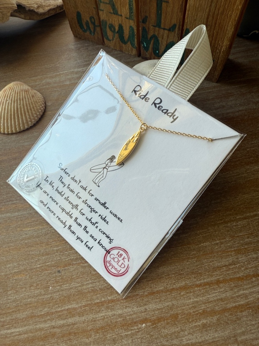 Gold Surfboard Pendant Necklace - Picture 8 of 13